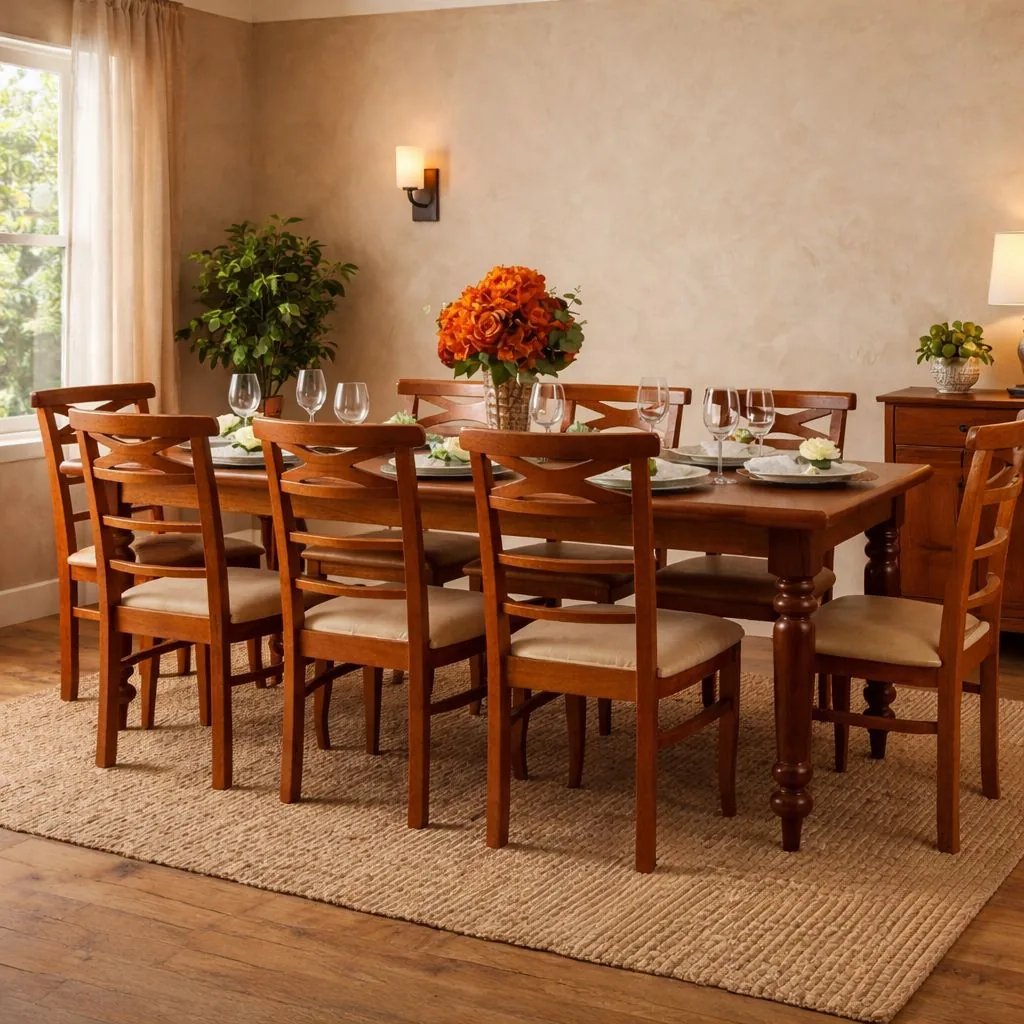 Conjunto de Mesa Elizabeth 220 x 100 com 08 Cadeiras ABC Estofada Nobre